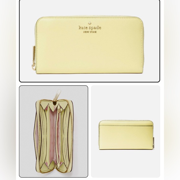 Kate Spade Staci Large Continental Wallet Saffiano Leather Lemon Fondant; EUC - Picture 2 of 5